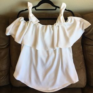 White ruffle top